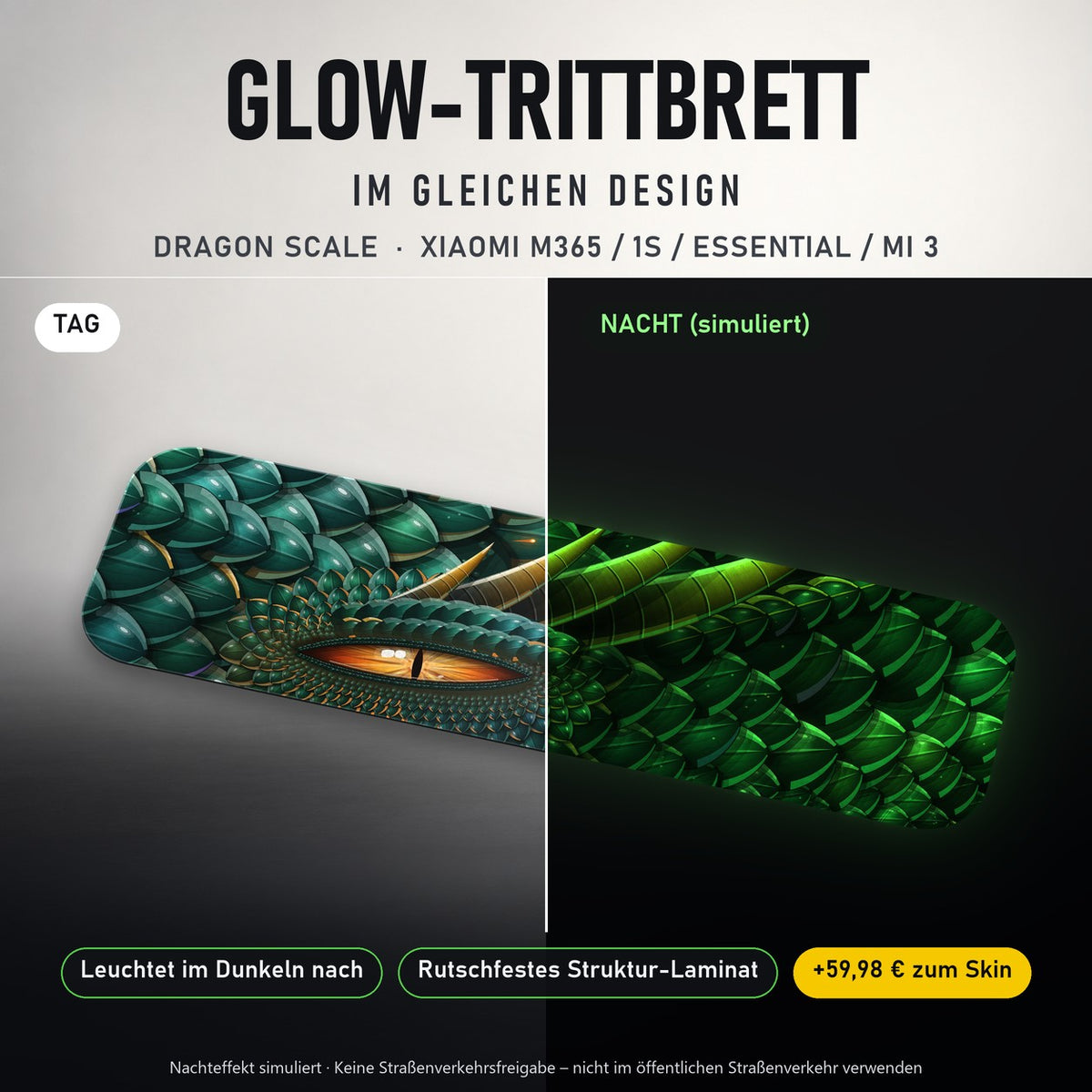 Glow-Trittbrett – DRAGON SCALE, Tag/Nacht