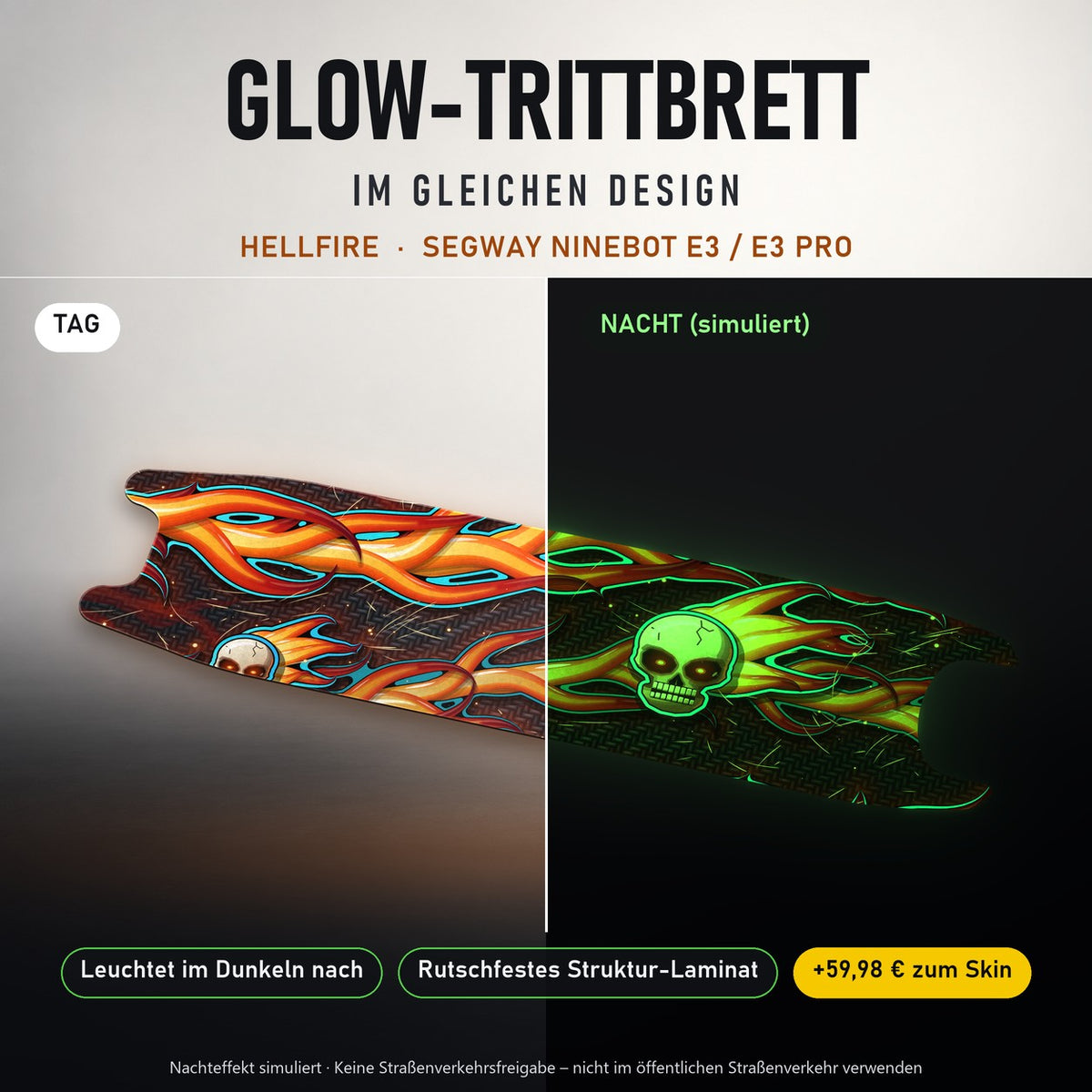 Glow-Trittbrett – HELLFIRE, Tag/Nacht
