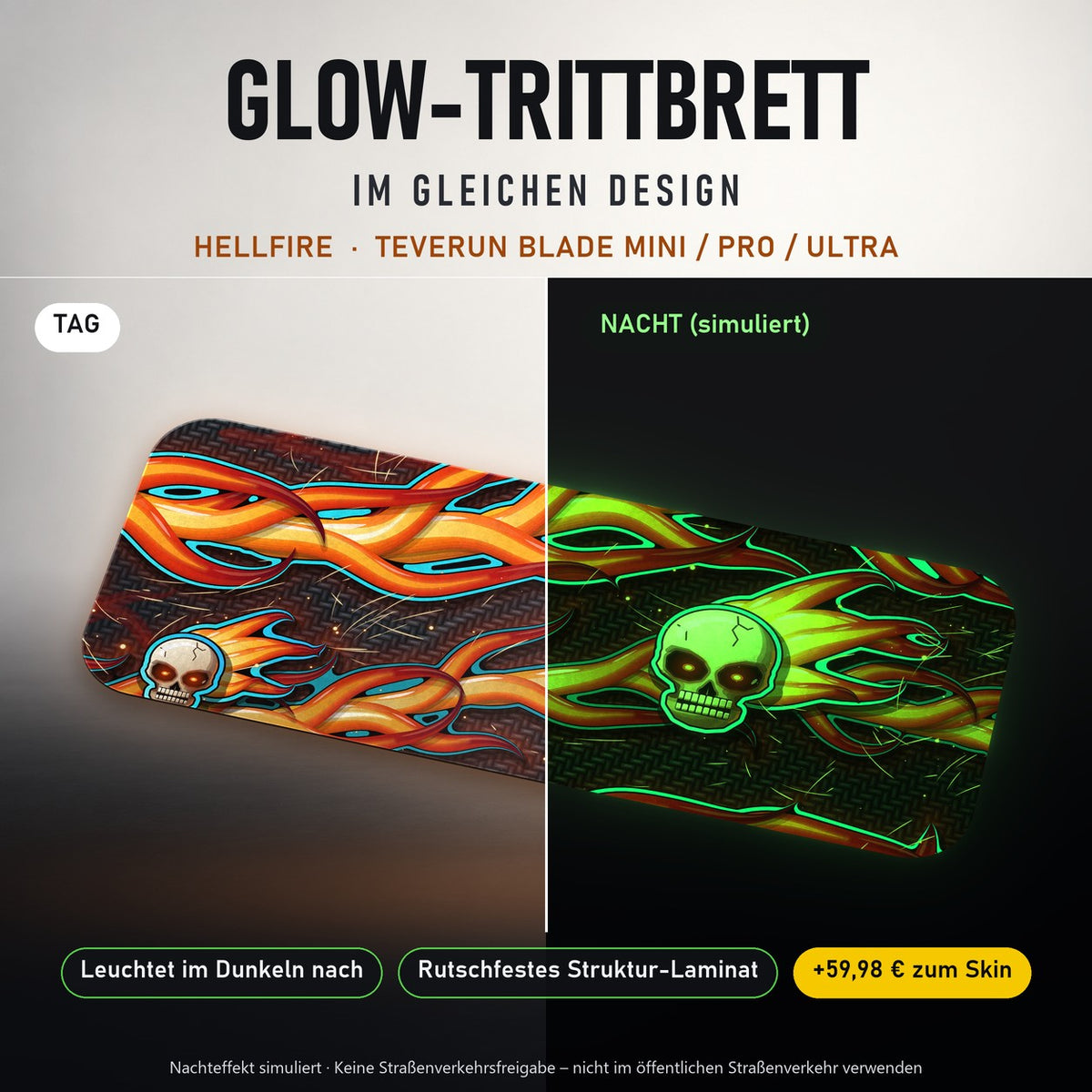 Glow-Trittbrett – HELLFIRE, Tag/Nacht
