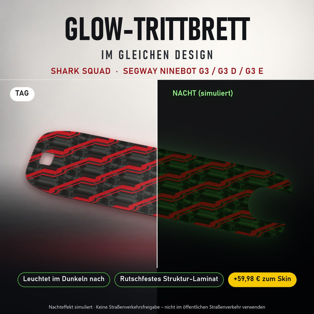 Glow-Trittbrett – SHARK SQUAD, Tag/Nacht