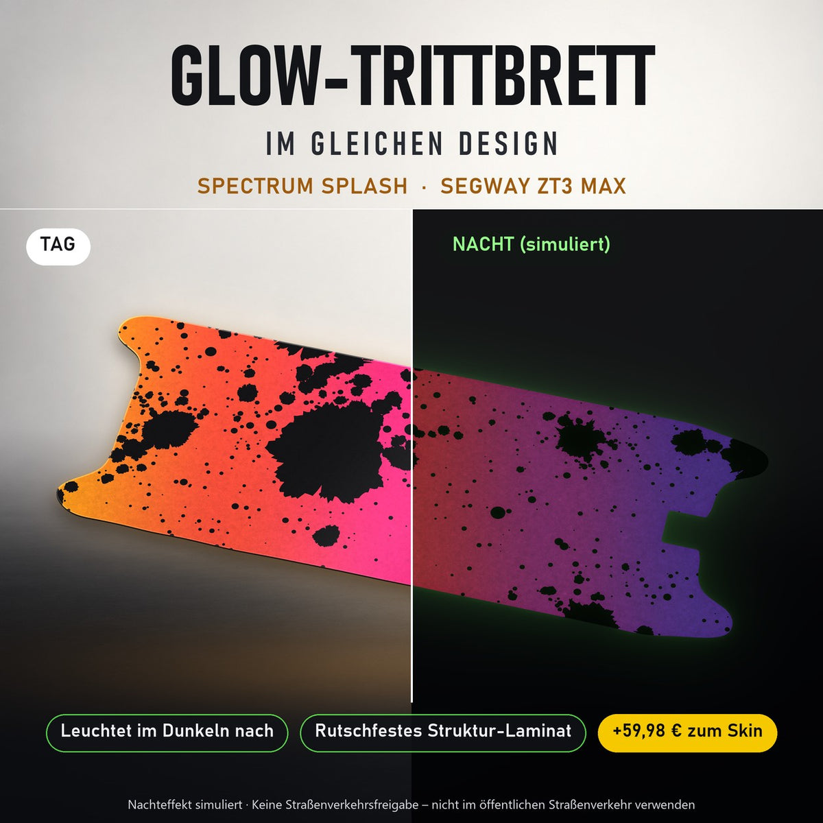 Glow-Trittbrett – SPECTRUM SPLASH, Tag/Nacht