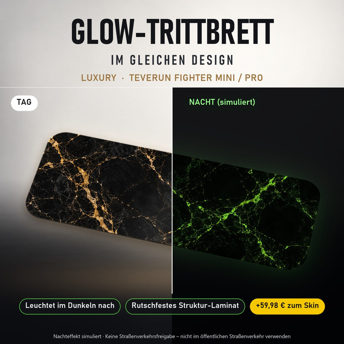 Glow-Trittbrett – LUXURY, Tag/Nacht