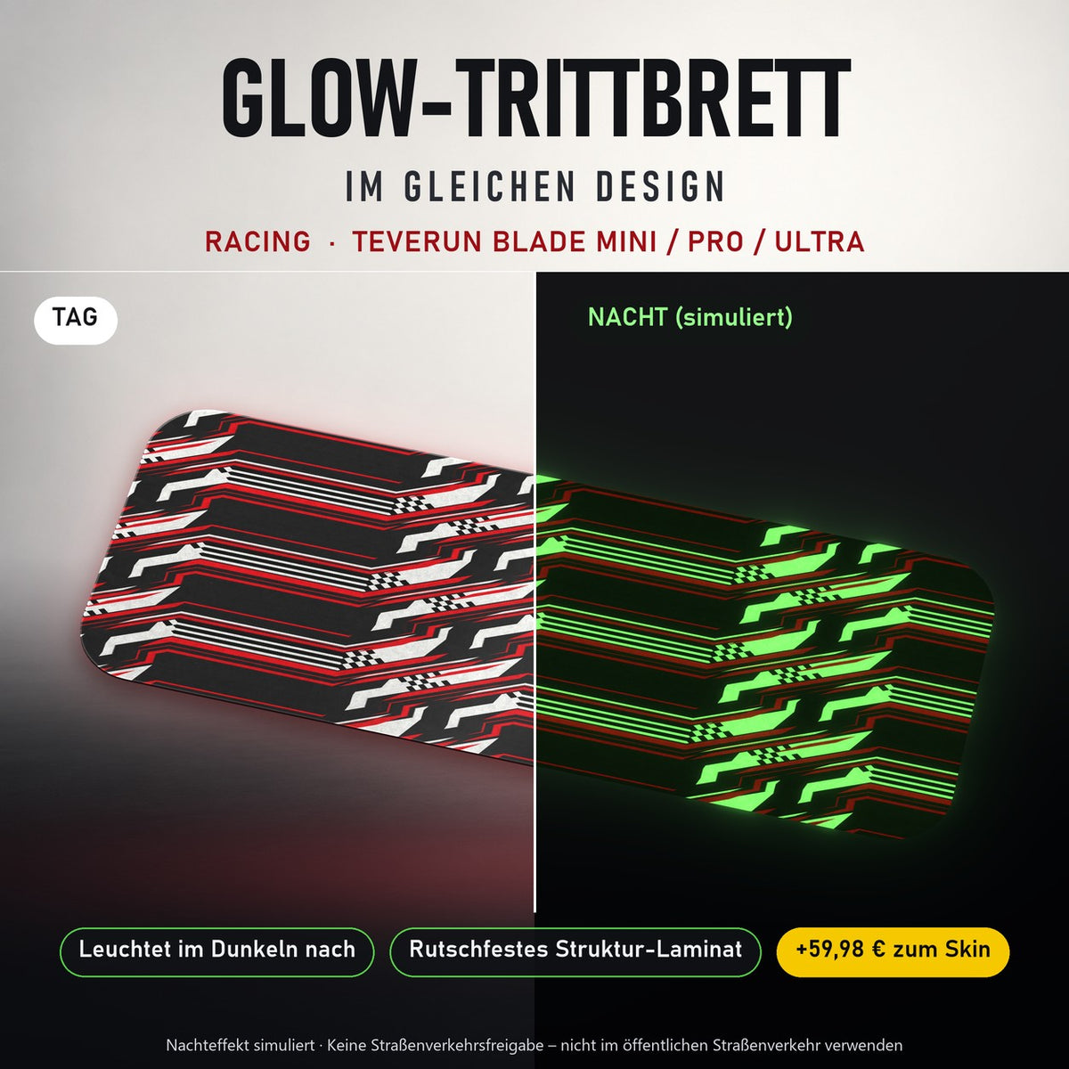 Glow-Trittbrett – RACING, Tag/Nacht