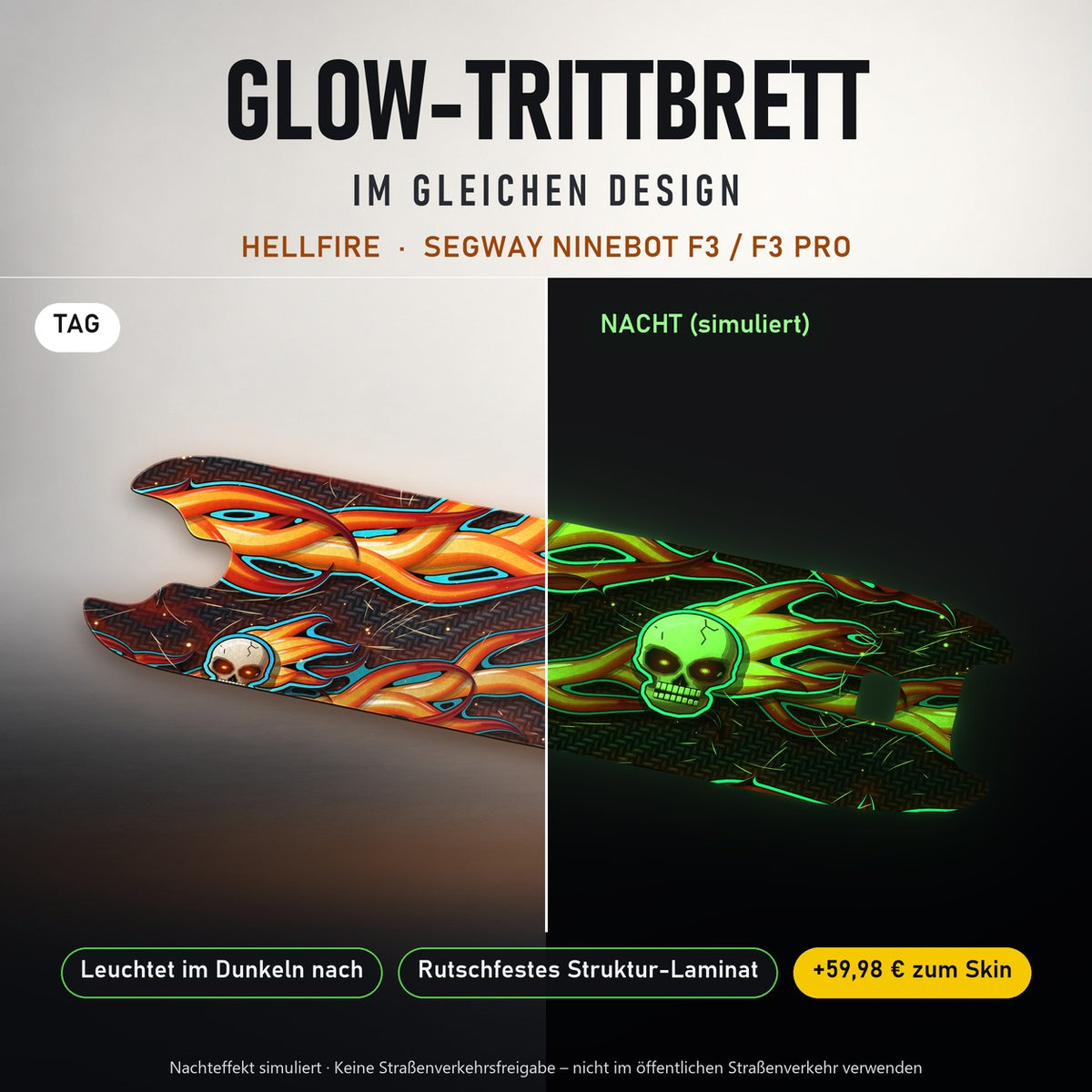 Glow-Trittbrett – HELLFIRE, Tag/Nacht
