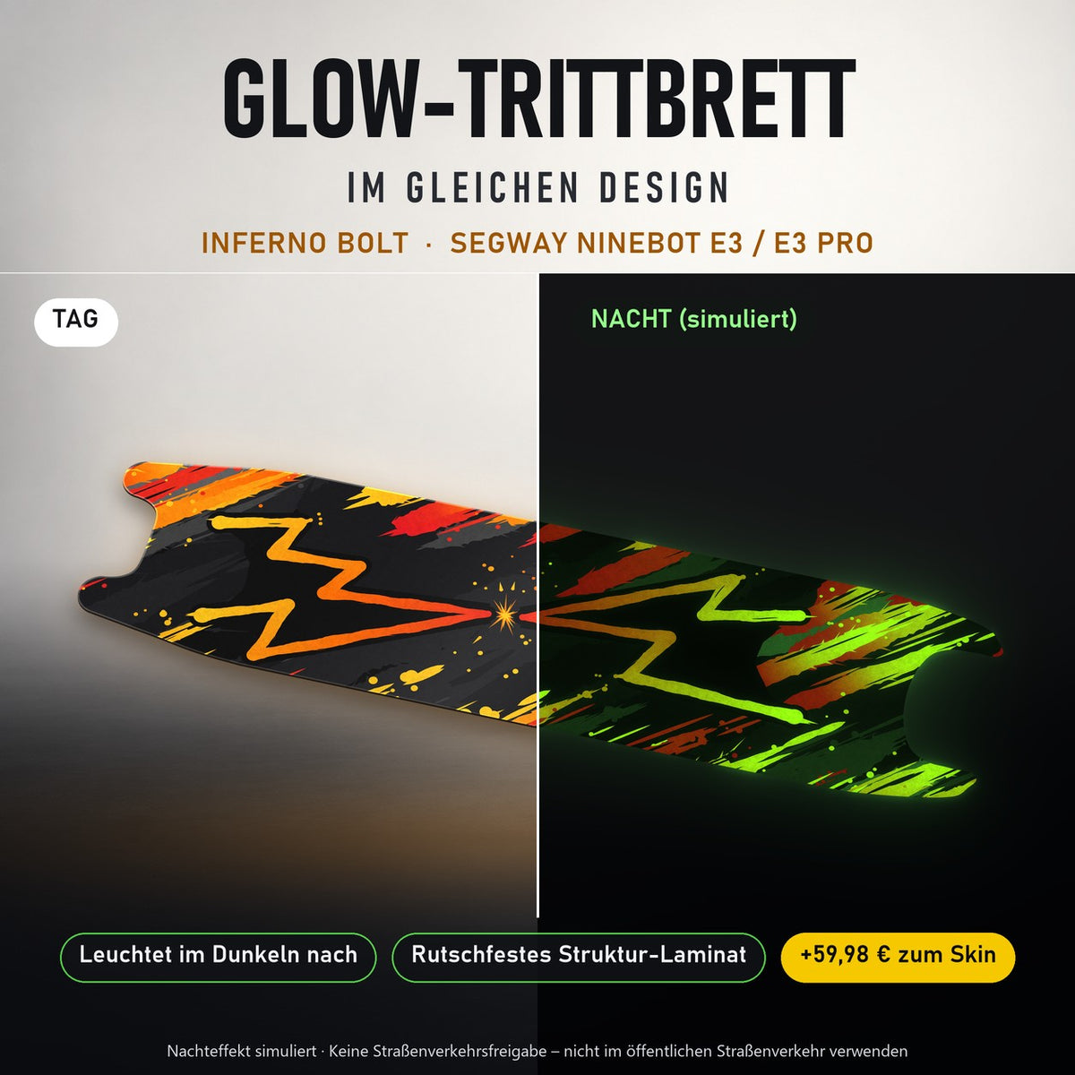 Glow-Trittbrett – INFERNO BOLT, Tag/Nacht