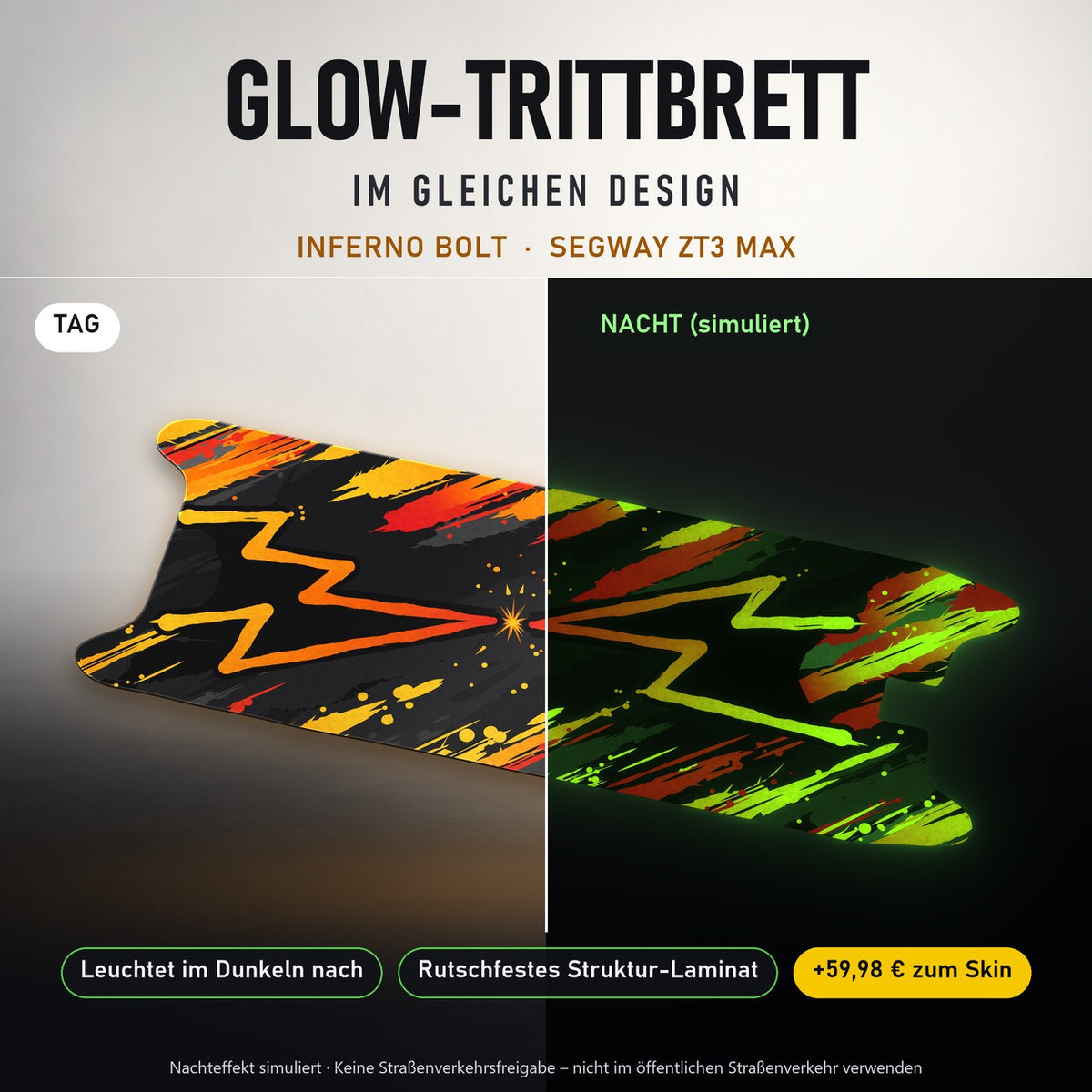 Glow-Trittbrett – INFERNO BOLT, Tag/Nacht