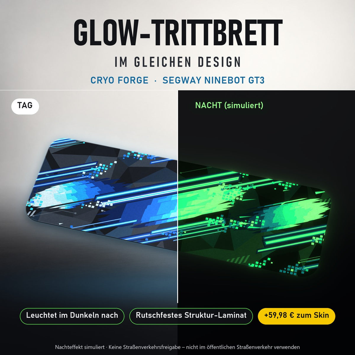 Glow-Trittbrett – CRYO FORGE, Tag/Nacht