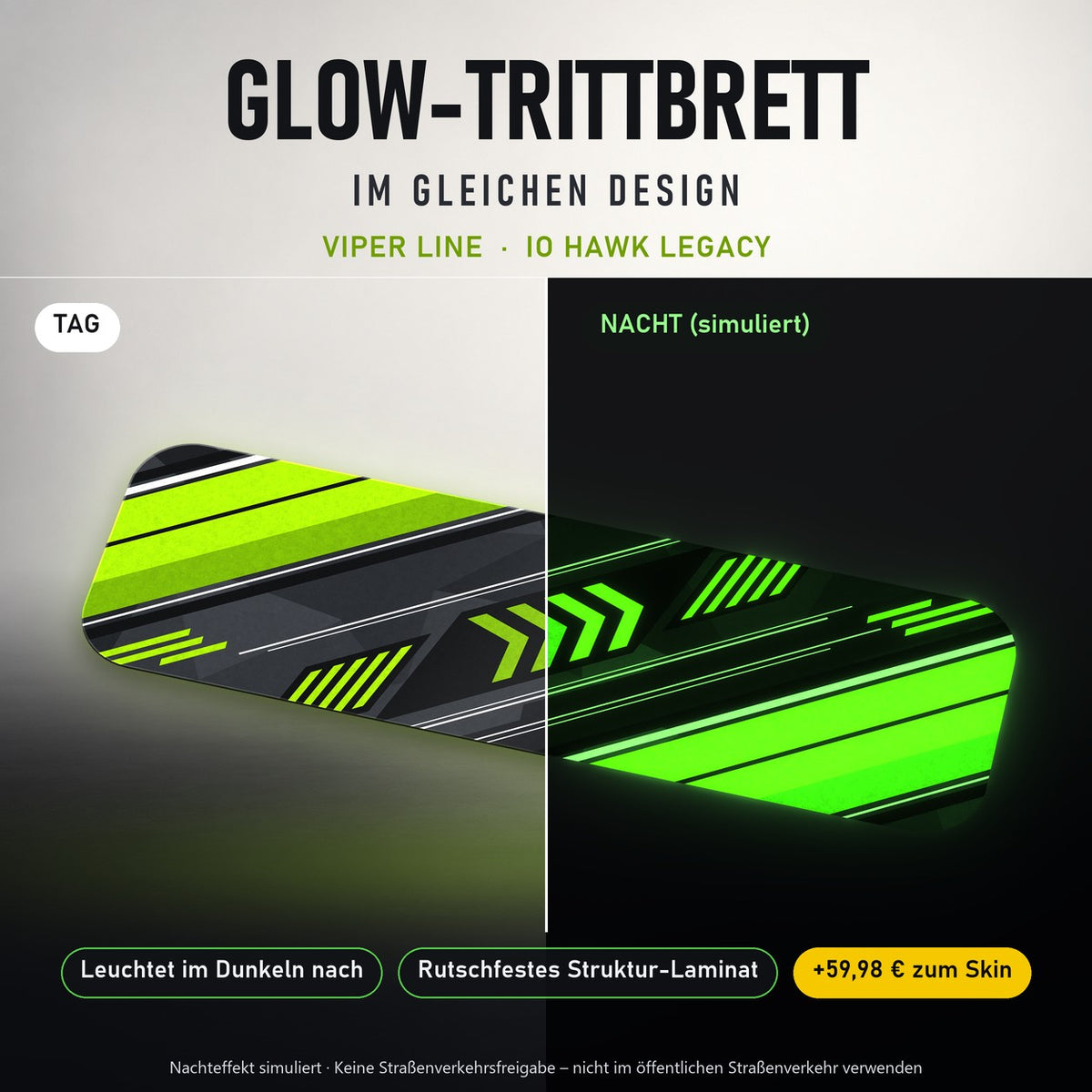 Glow-Trittbrett – VIPER LINE, Tag/Nacht
