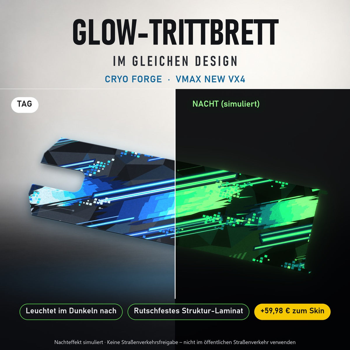 Glow-Trittbrett – CRYO FORGE, Tag/Nacht