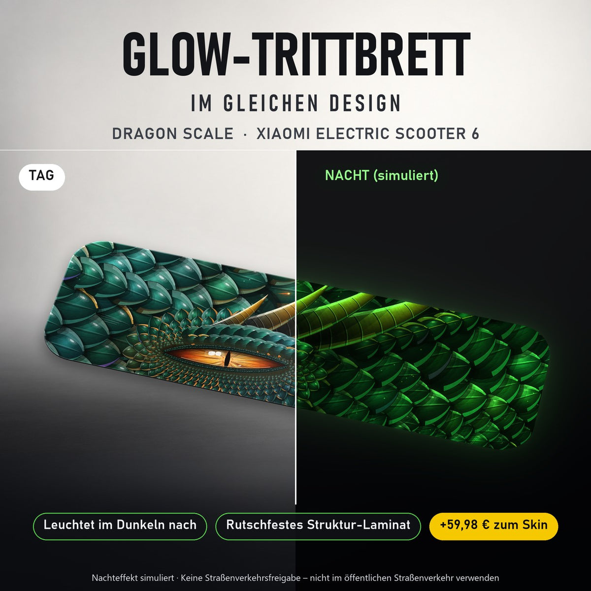 Glow-Trittbrett – DRAGON SCALE, Tag/Nacht