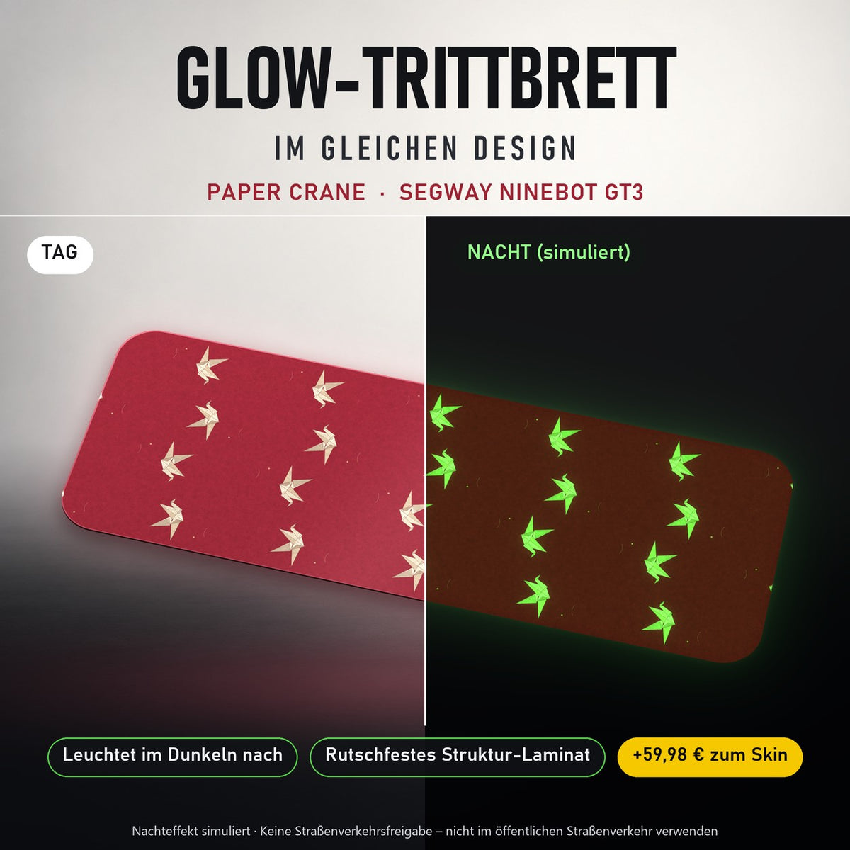 Glow-Trittbrett – PAPER CRANE, Tag/Nacht