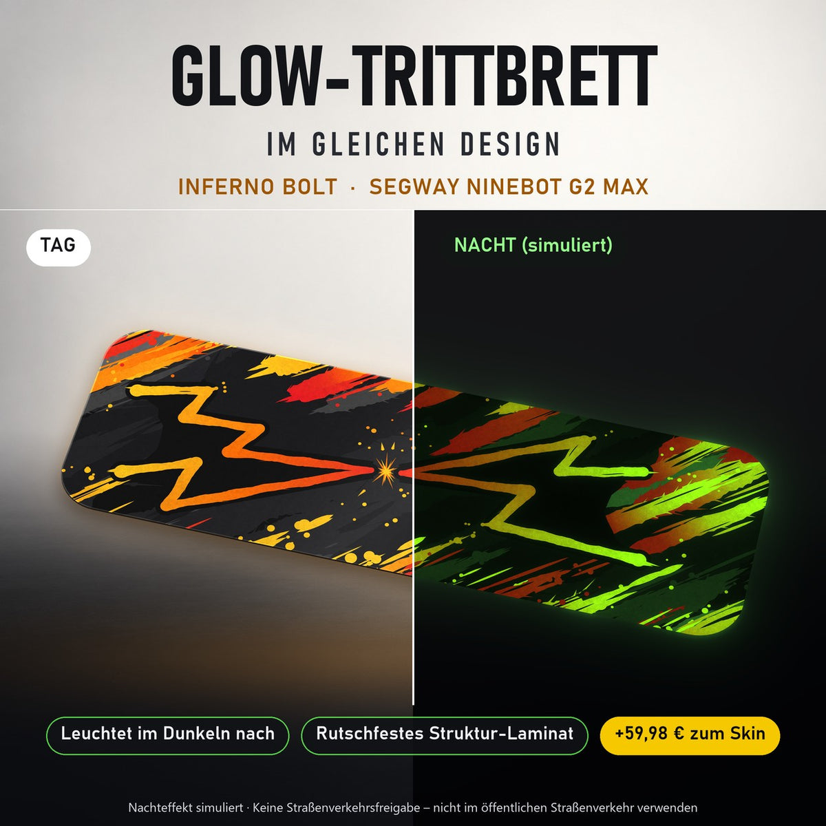 Glow-Trittbrett – INFERNO BOLT, Tag/Nacht