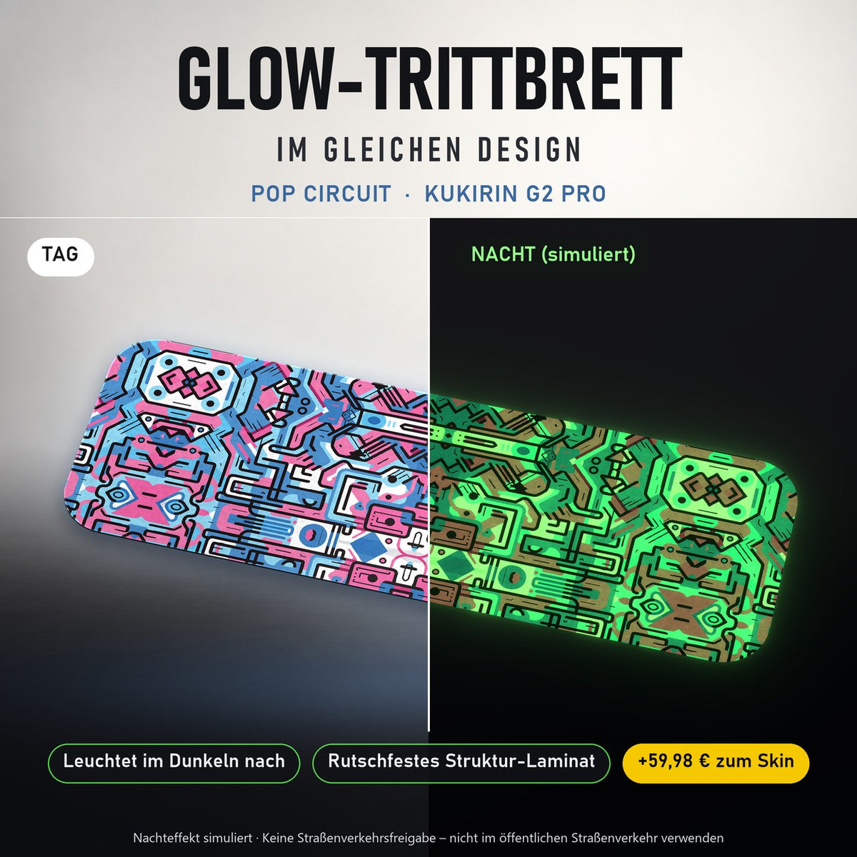 Glow-Trittbrett – POP CIRCUIT, Tag/Nacht