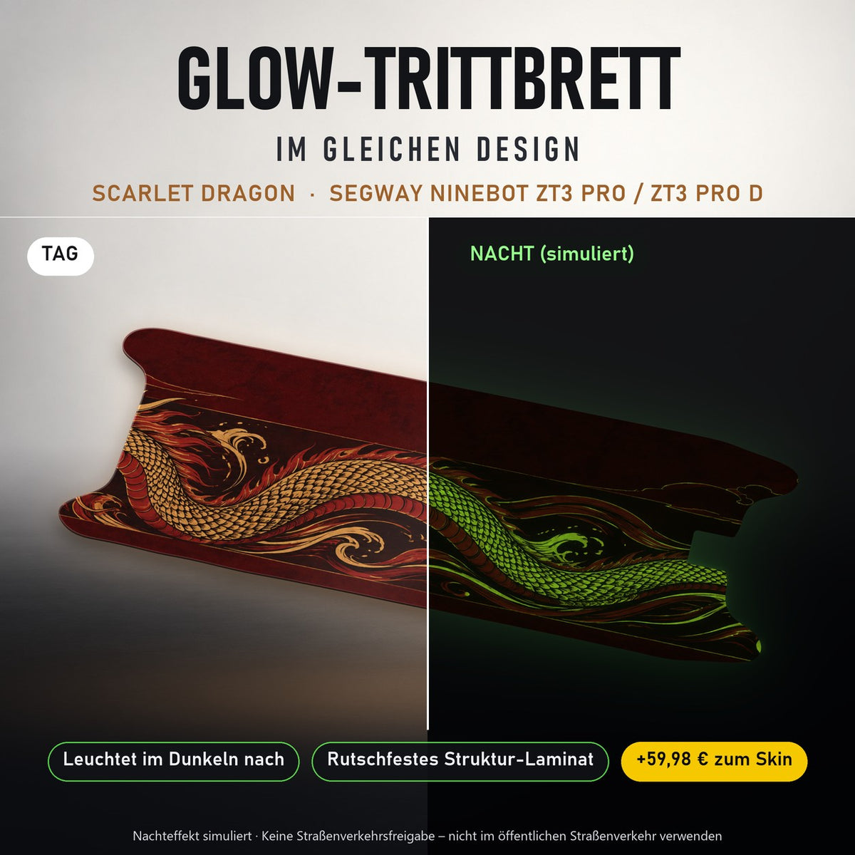 Glow-Trittbrett – SCARLET DRAGON, Tag/Nacht