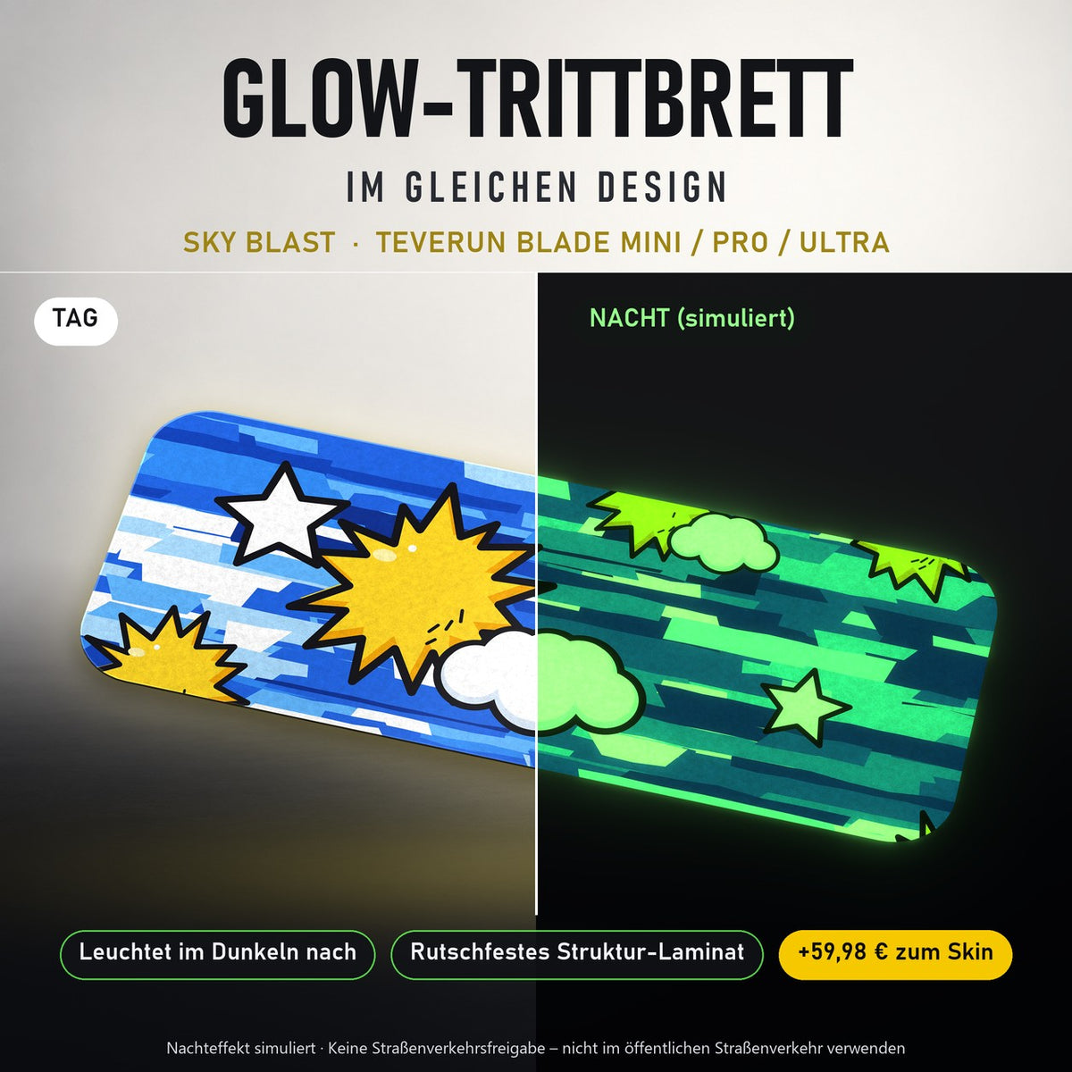 Glow-Trittbrett – SKY BLAST, Tag/Nacht