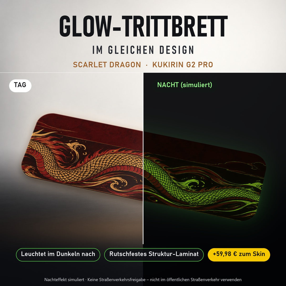 Glow-Trittbrett – SCARLET DRAGON, Tag/Nacht