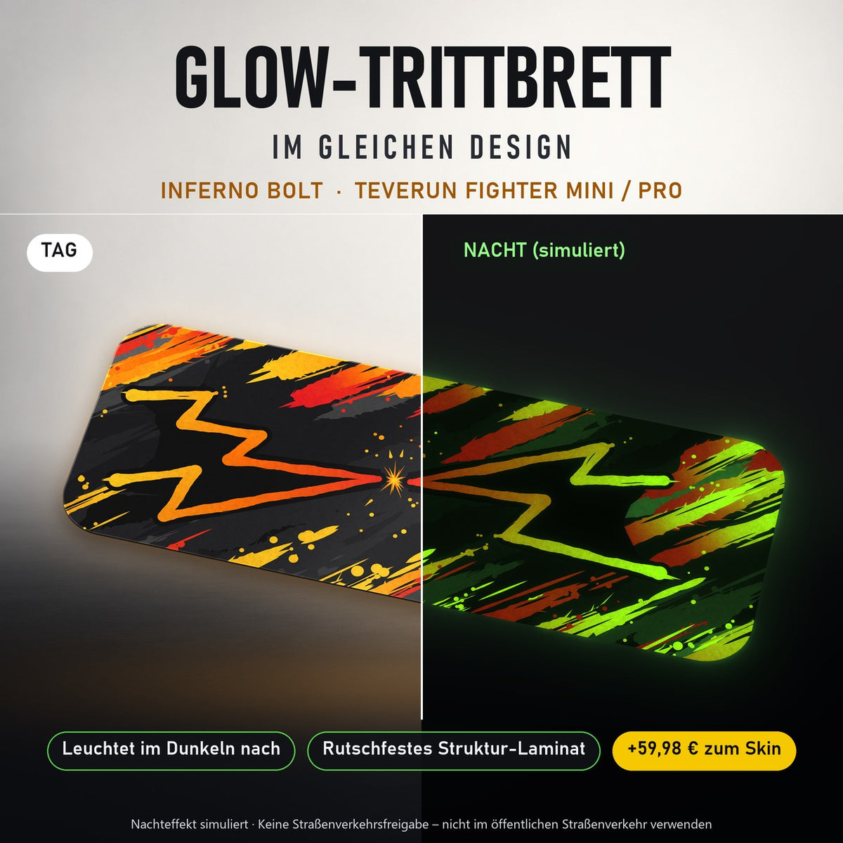 Glow-Trittbrett – INFERNO BOLT, Tag/Nacht