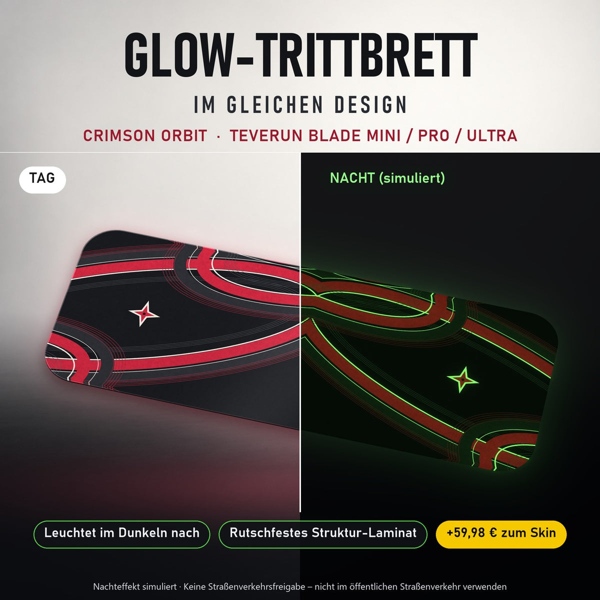 Glow-Trittbrett – CRIMSON ORBIT, Tag/Nacht