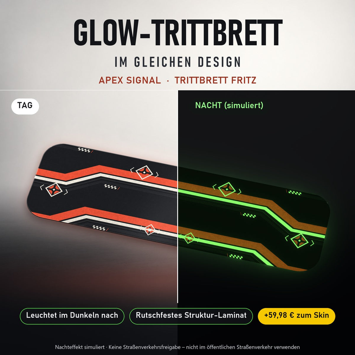 Glow-Trittbrett – APEX SIGNAL, Tag/Nacht