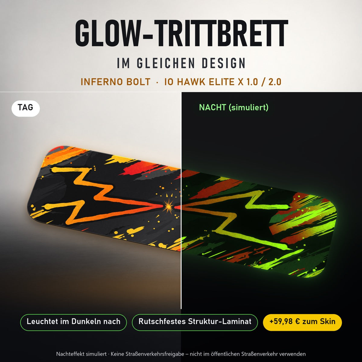 Glow-Trittbrett – INFERNO BOLT, Tag/Nacht