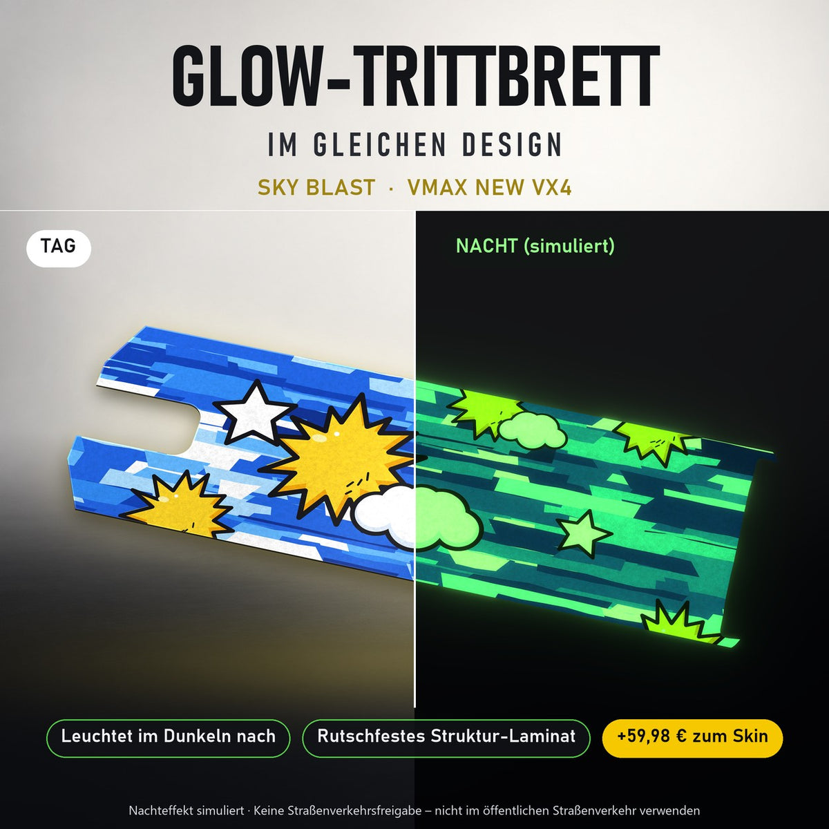 Glow-Trittbrett – SKY BLAST, Tag/Nacht
