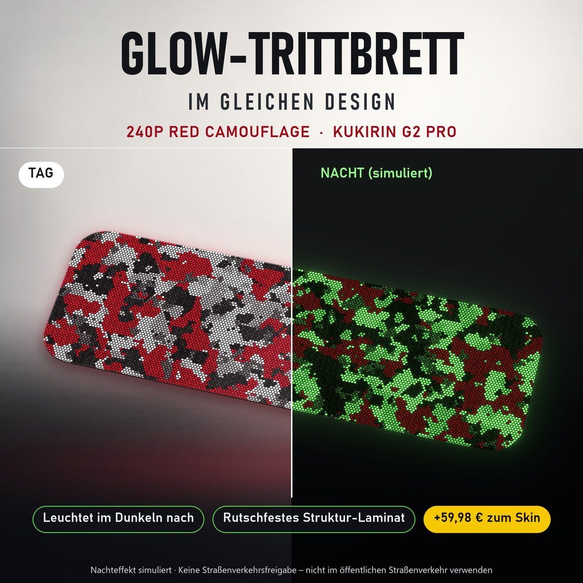 Glow-Trittbrett – 240P RED CAMOUFLAGE, Tag/Nacht