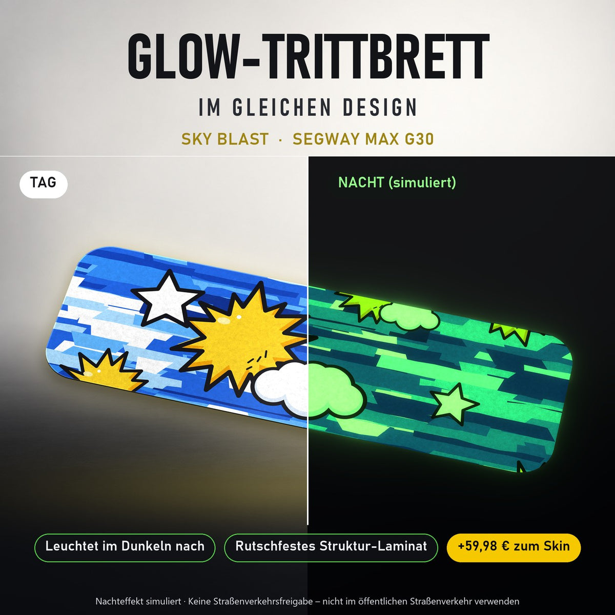 Glow-Trittbrett – SKY BLAST, Tag/Nacht
