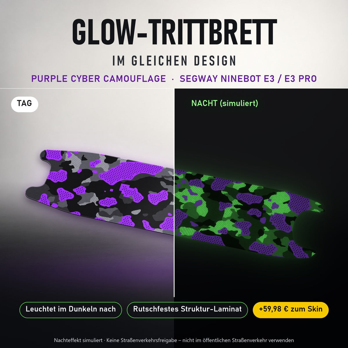 Glow-Trittbrett – PURPLE CYBER CAMOUFLAGE, Tag/Nacht