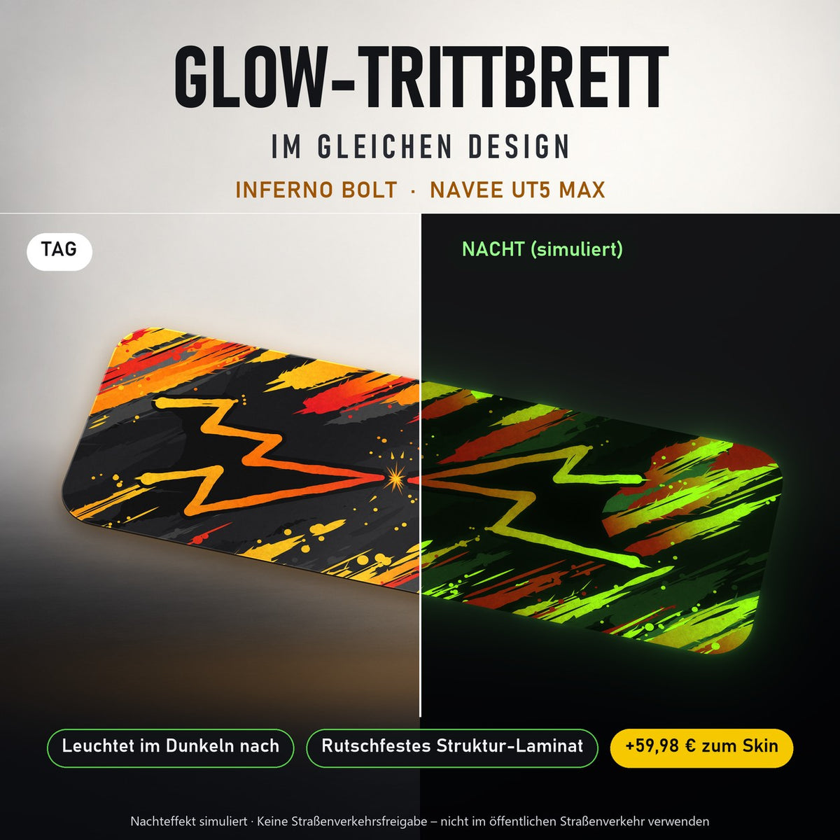 Glow-Trittbrett – INFERNO BOLT, Tag/Nacht