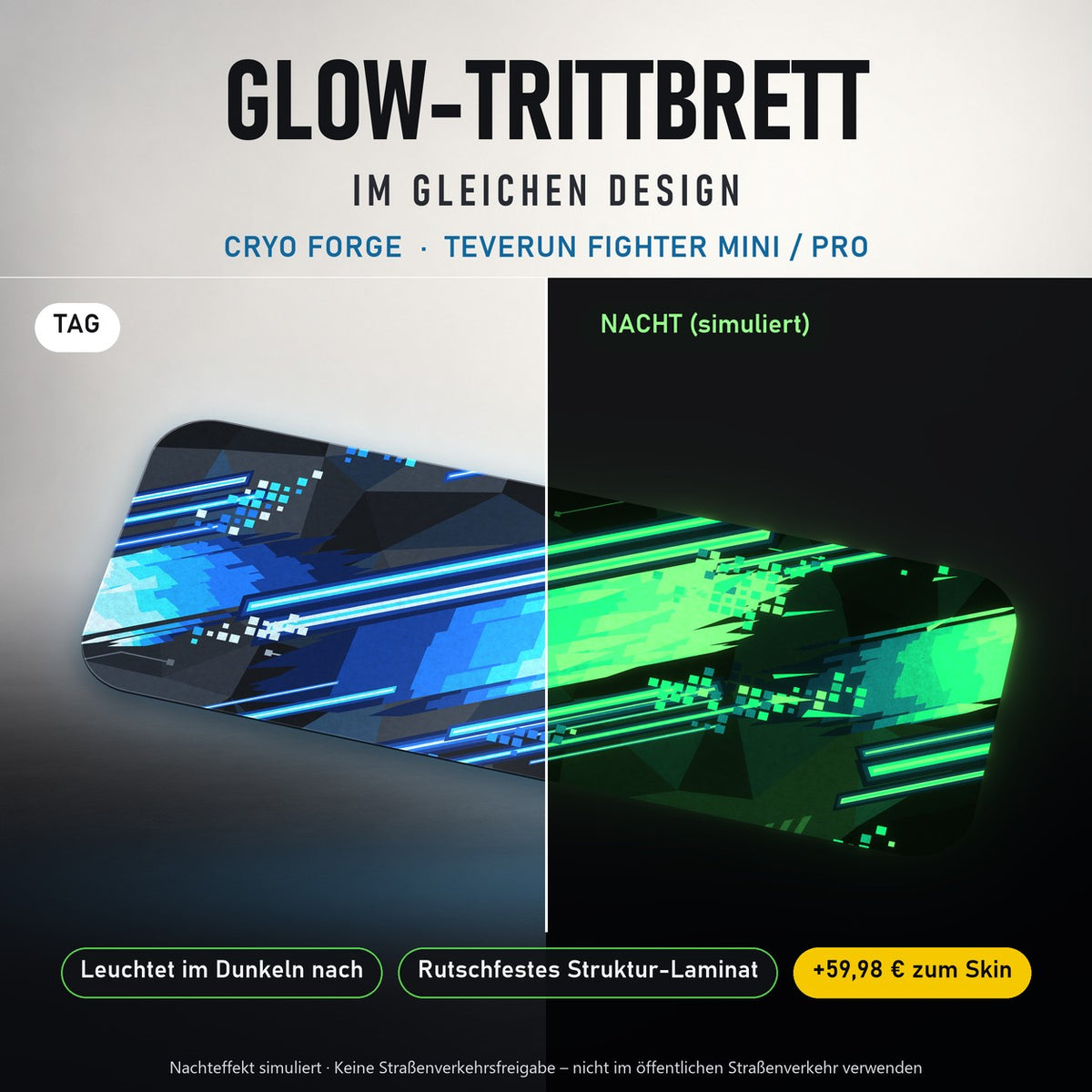 Glow-Trittbrett – CRYO FORGE, Tag/Nacht