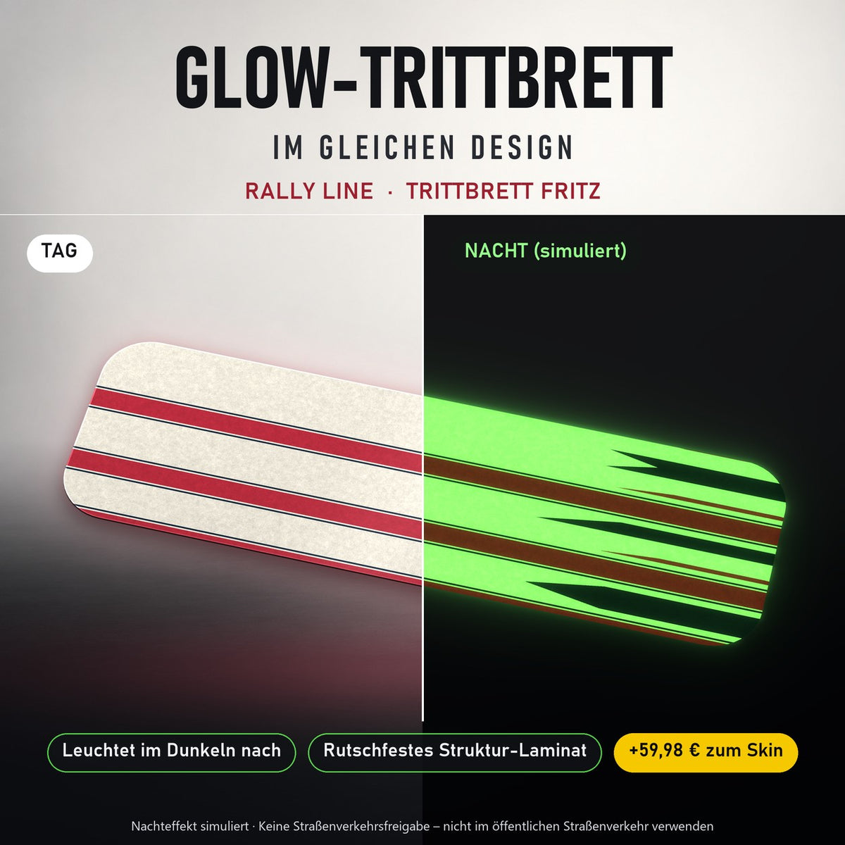 Glow-Trittbrett – RALLY LINE, Tag/Nacht
