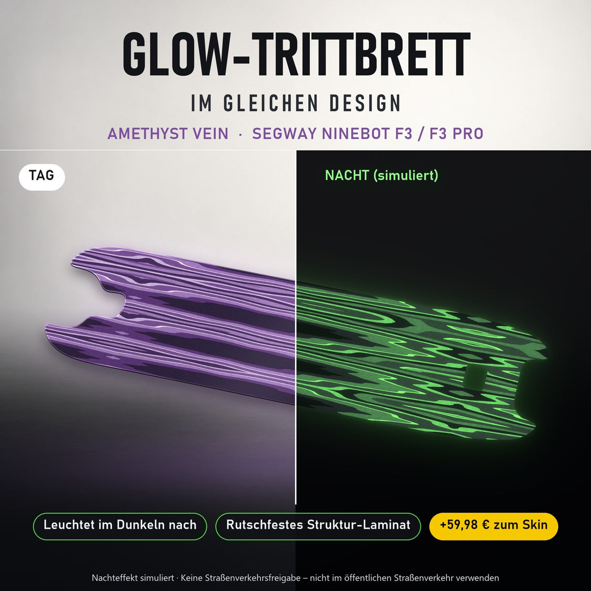 Glow-Trittbrett – AMETHYST VEIN, Tag/Nacht