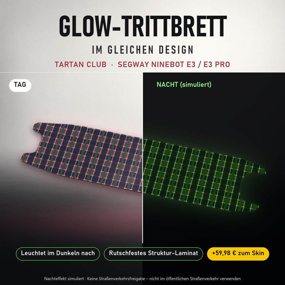 Glow-Trittbrett – TARTAN CLUB, Tag/Nacht