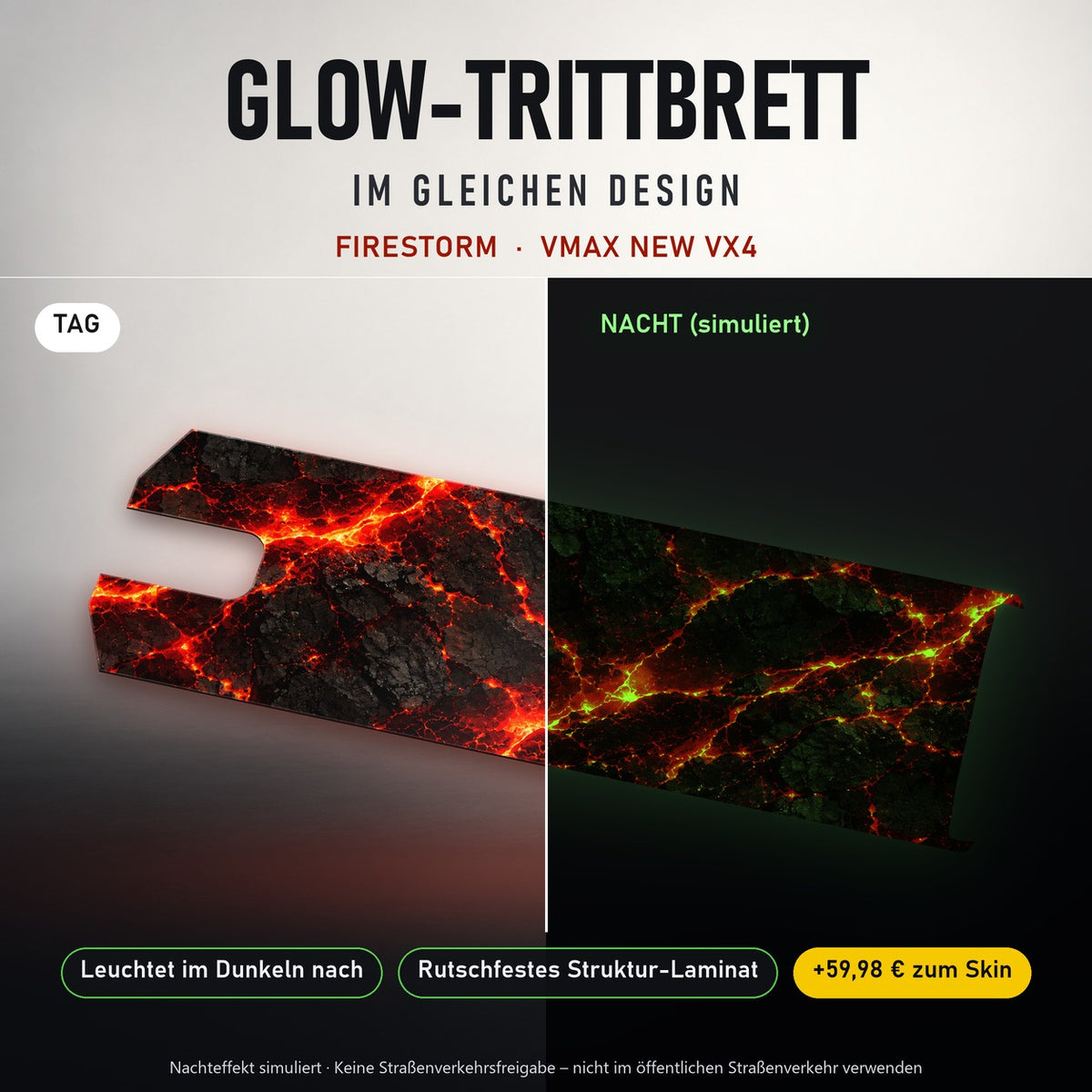 Glow-Trittbrett – FIRESTORM, Tag/Nacht