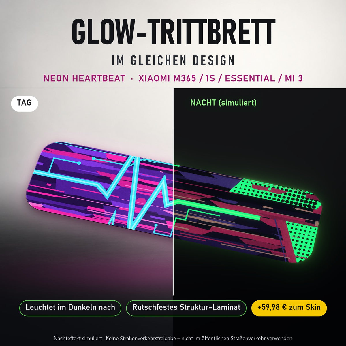 Glow-Trittbrett – NEON HEARTBEAT, Tag/Nacht