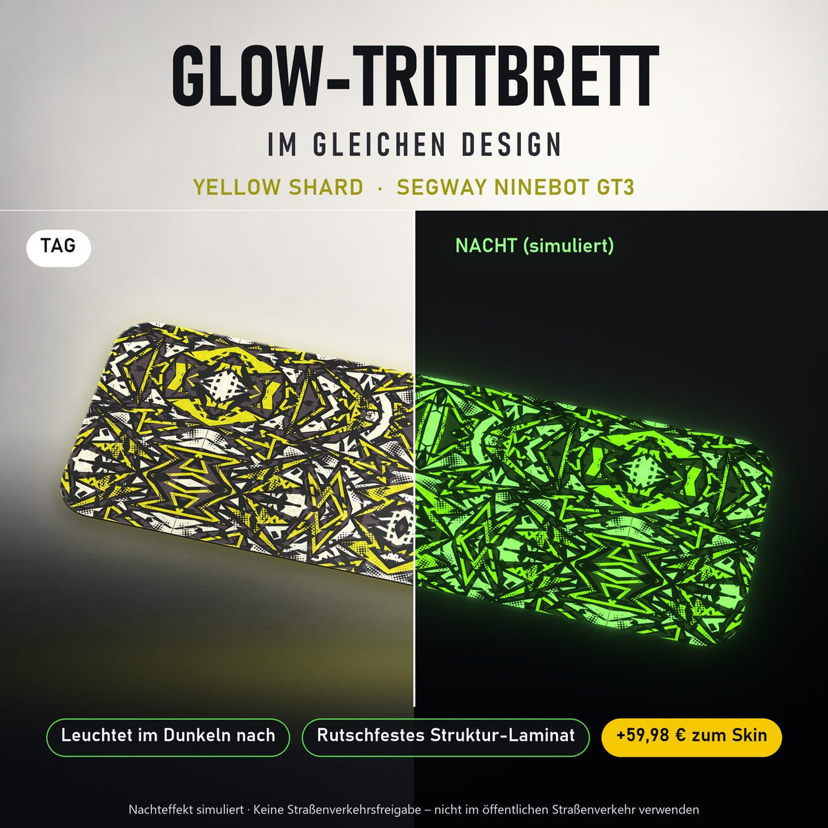 Glow-Trittbrett – YELLOW SHARD, Tag/Nacht