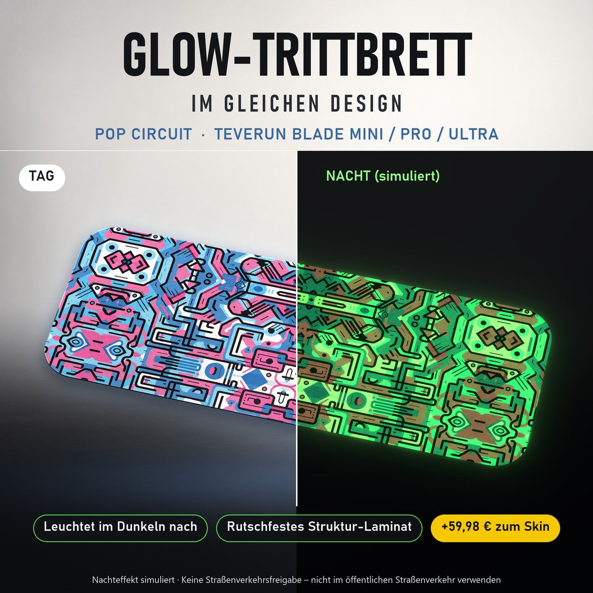 Glow-Trittbrett – POP CIRCUIT, Tag/Nacht