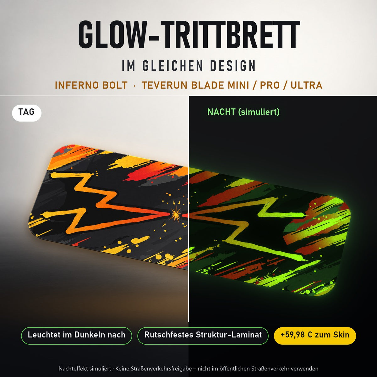 Glow-Trittbrett – INFERNO BOLT, Tag/Nacht