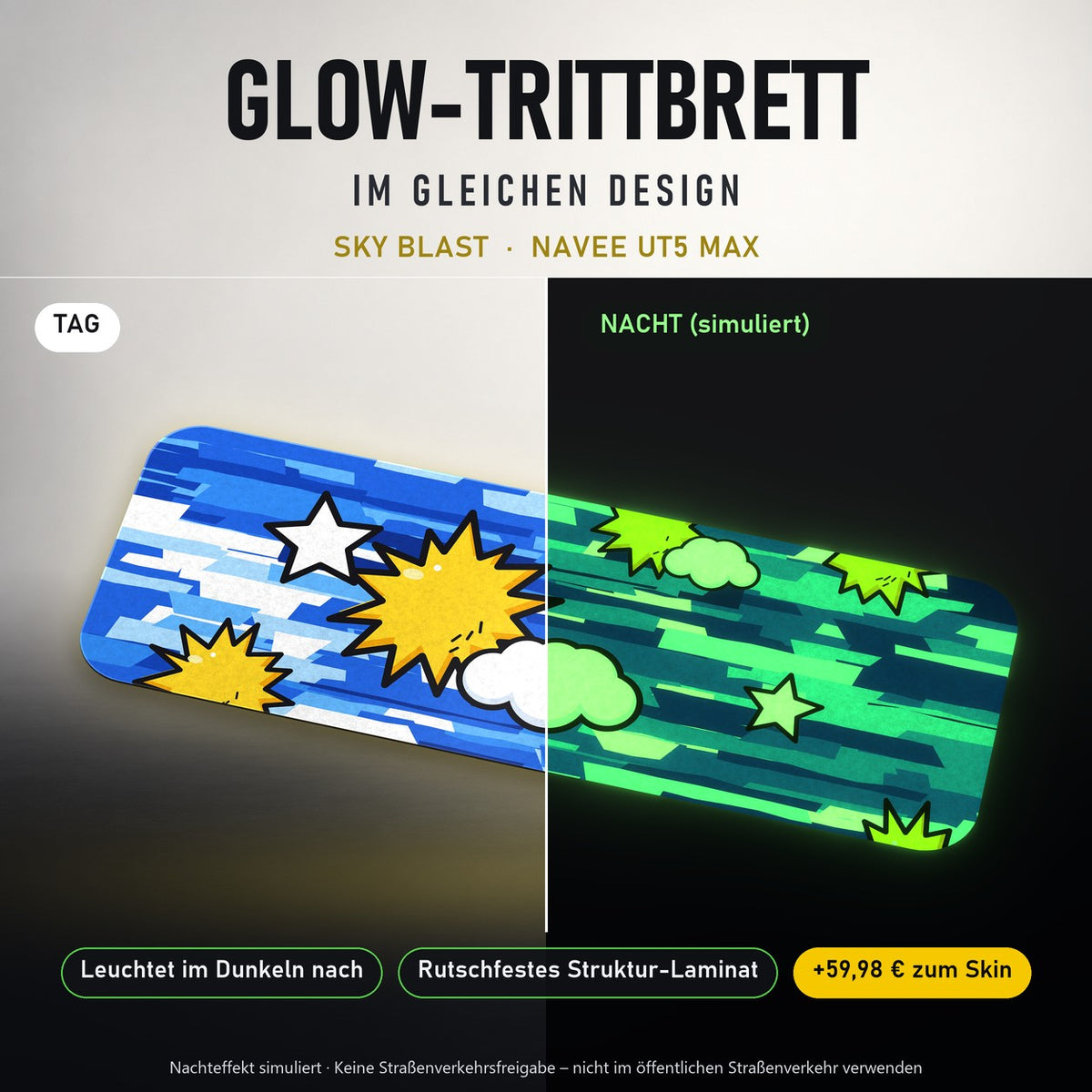 Glow-Trittbrett – SKY BLAST, Tag/Nacht