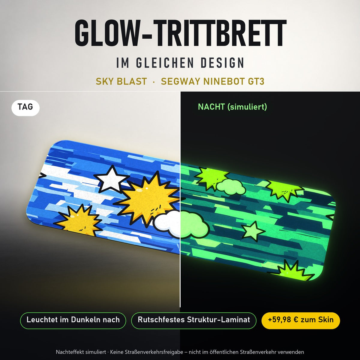 Glow-Trittbrett – SKY BLAST, Tag/Nacht