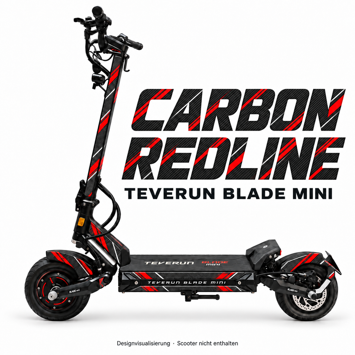 Teverun Blade Mini Skin CARBON REDLINE – Designvorschau mit Designname