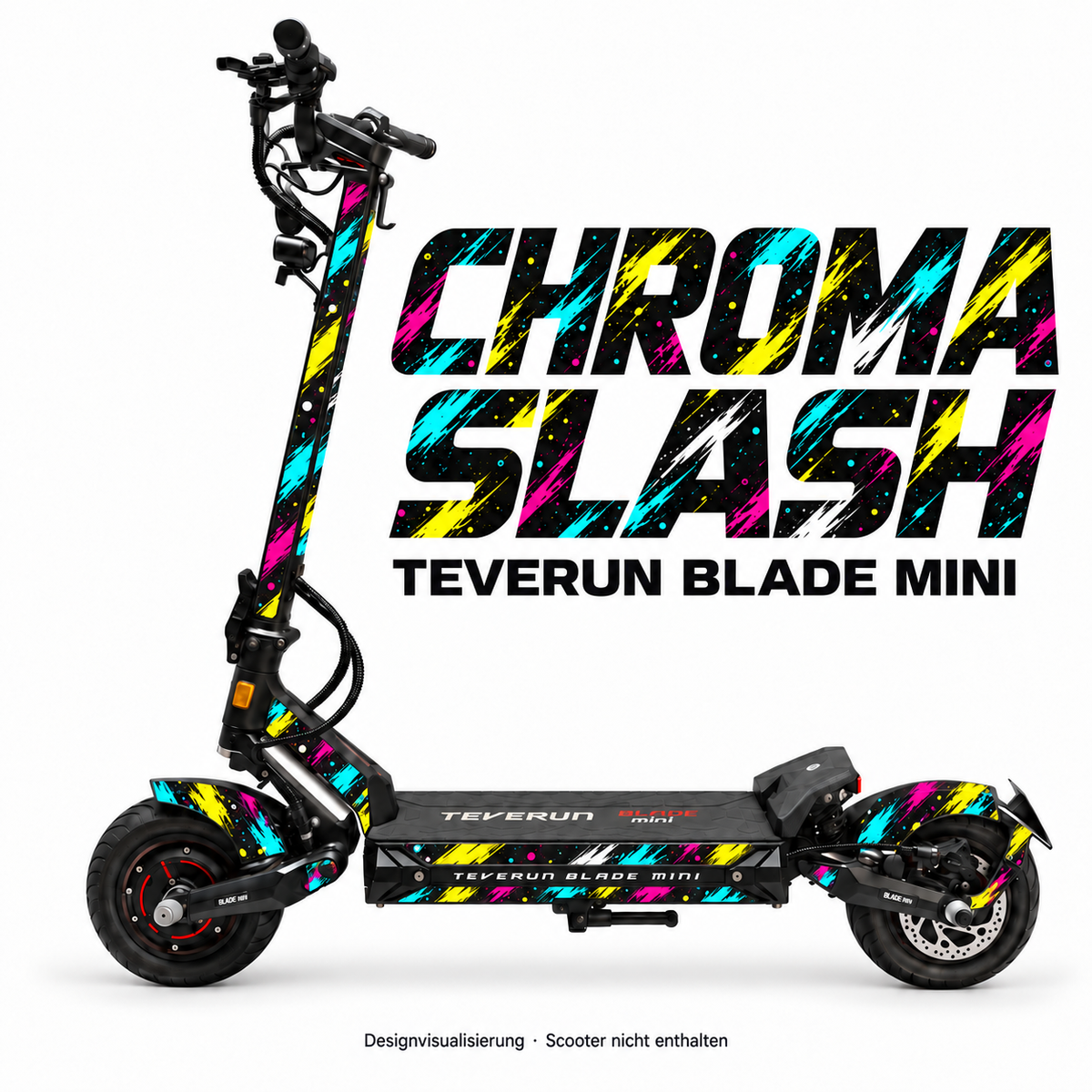Teverun Blade Mini Skin CHROMA SLASH – Designvorschau mit Designname