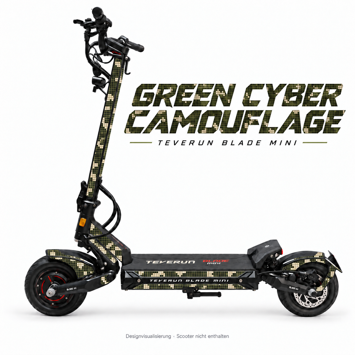 Teverun Blade Mini Skin GREEN CYBER CAMOUFLAGE – Designvorschau mit Designname