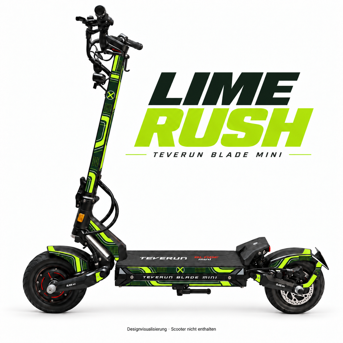 Teverun Blade Mini Skin LIME RUSH – Designvorschau mit Designname