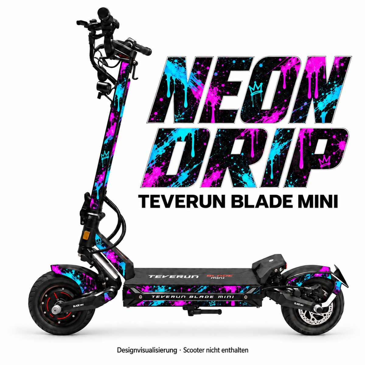 Teverun Blade Mini Skin NEON DRIP – Designvorschau mit Designname
