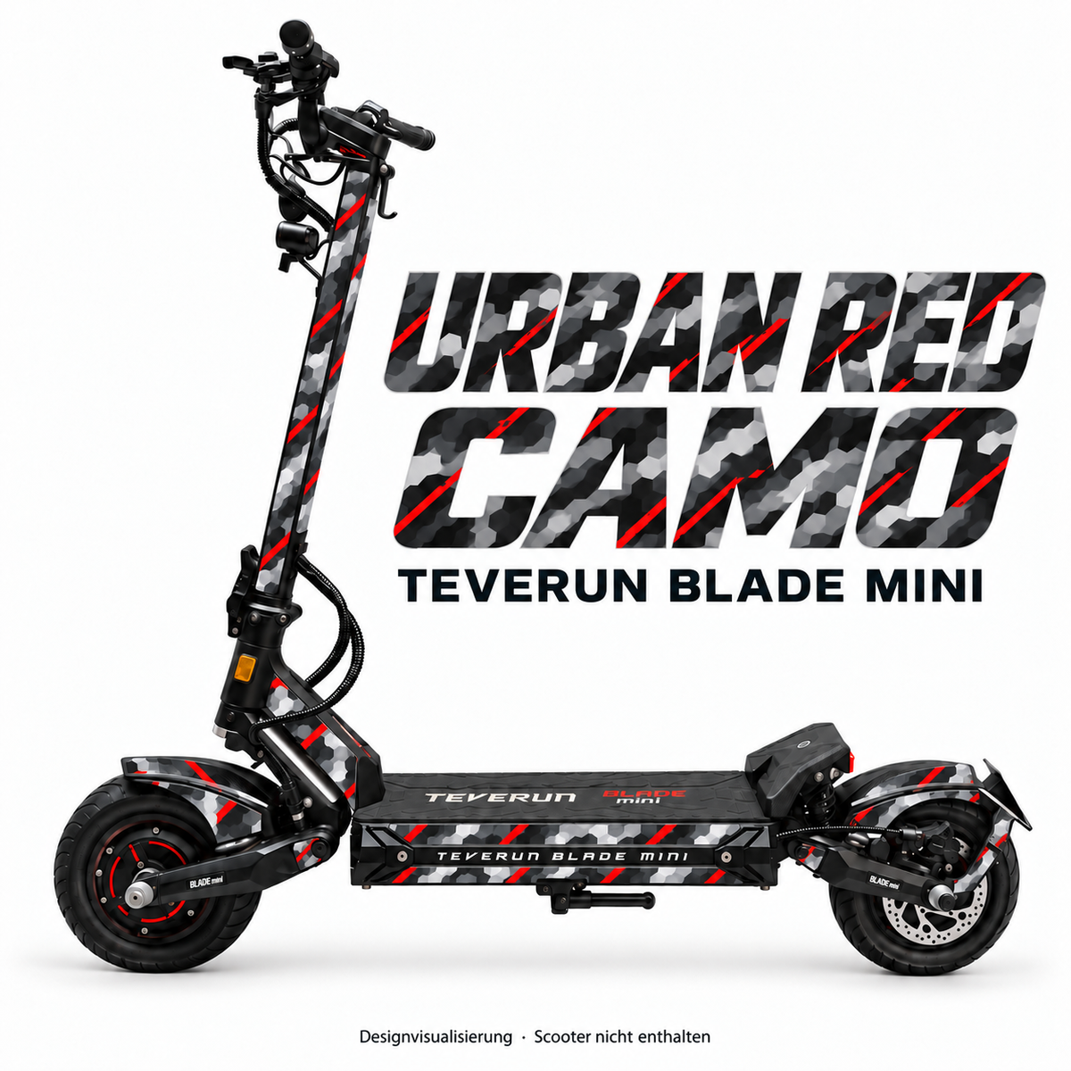 Teverun Blade Mini Skin URBAN RED CAMO – Designvorschau mit Designname
