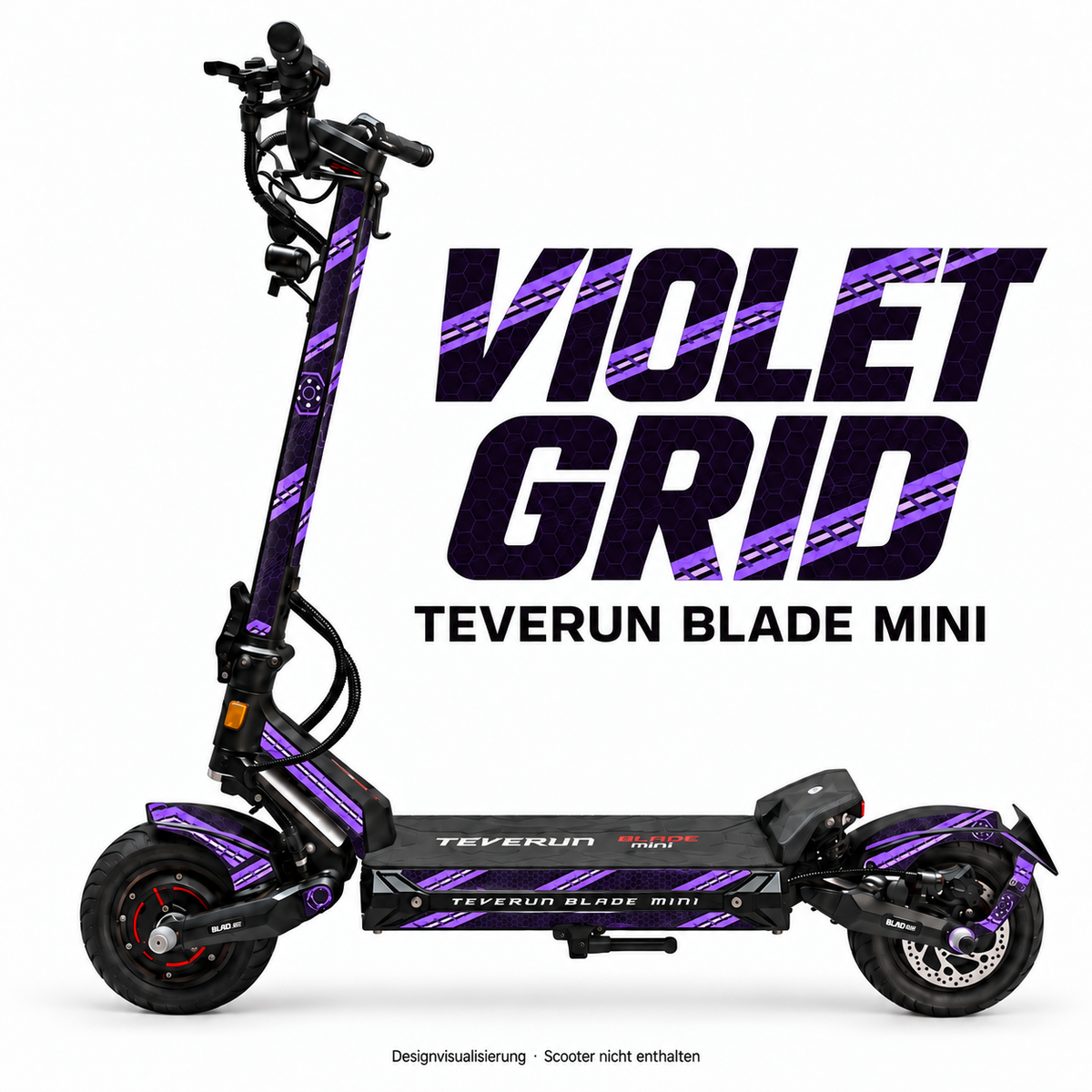 Teverun Blade Mini Skin VIOLET GRID – Designvorschau mit Designname
