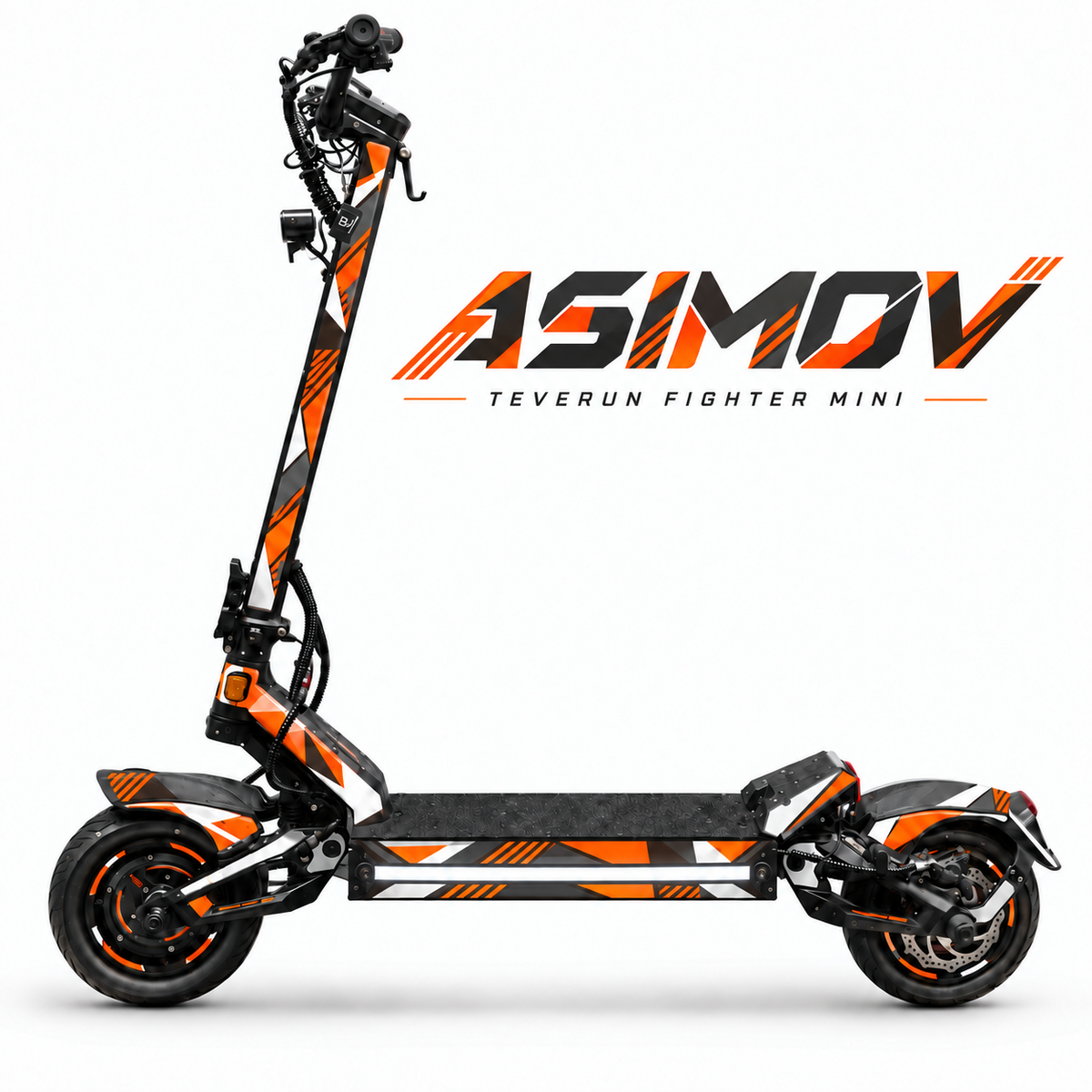 Teverun Fighter Mini ASIMOV Skin mit passendem ASIMOV-Schriftzug und freier mittiger Lichtleiste