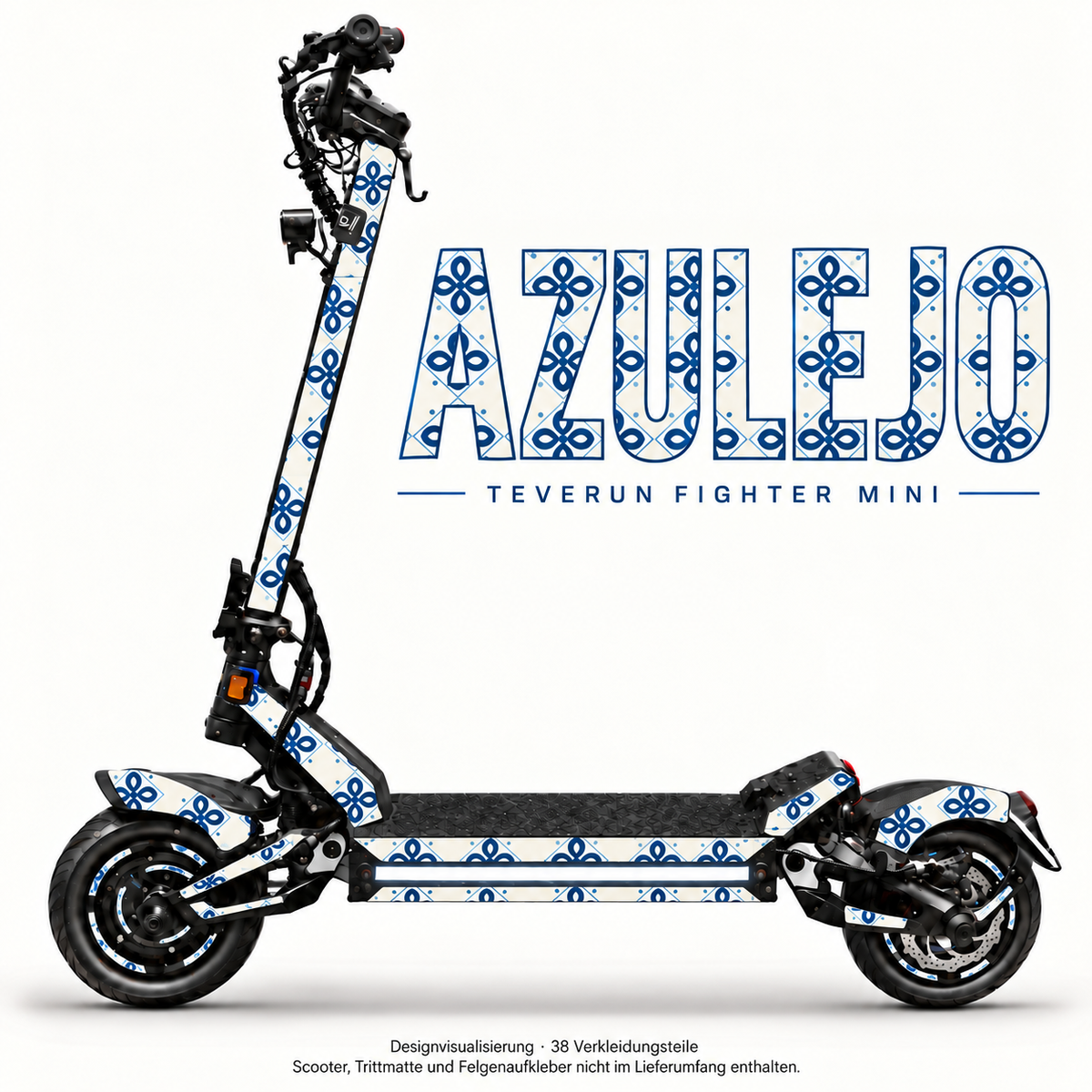 AZULEJO Skin für Teverun Fighter Mini. Felgenaufkleber separat erhältlich.