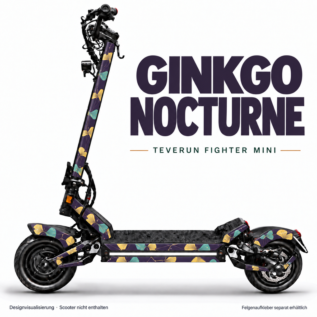 GINKGO NOCTURNE Skin für Teverun Fighter Mini. Felgenaufkleber separat erhältlich.